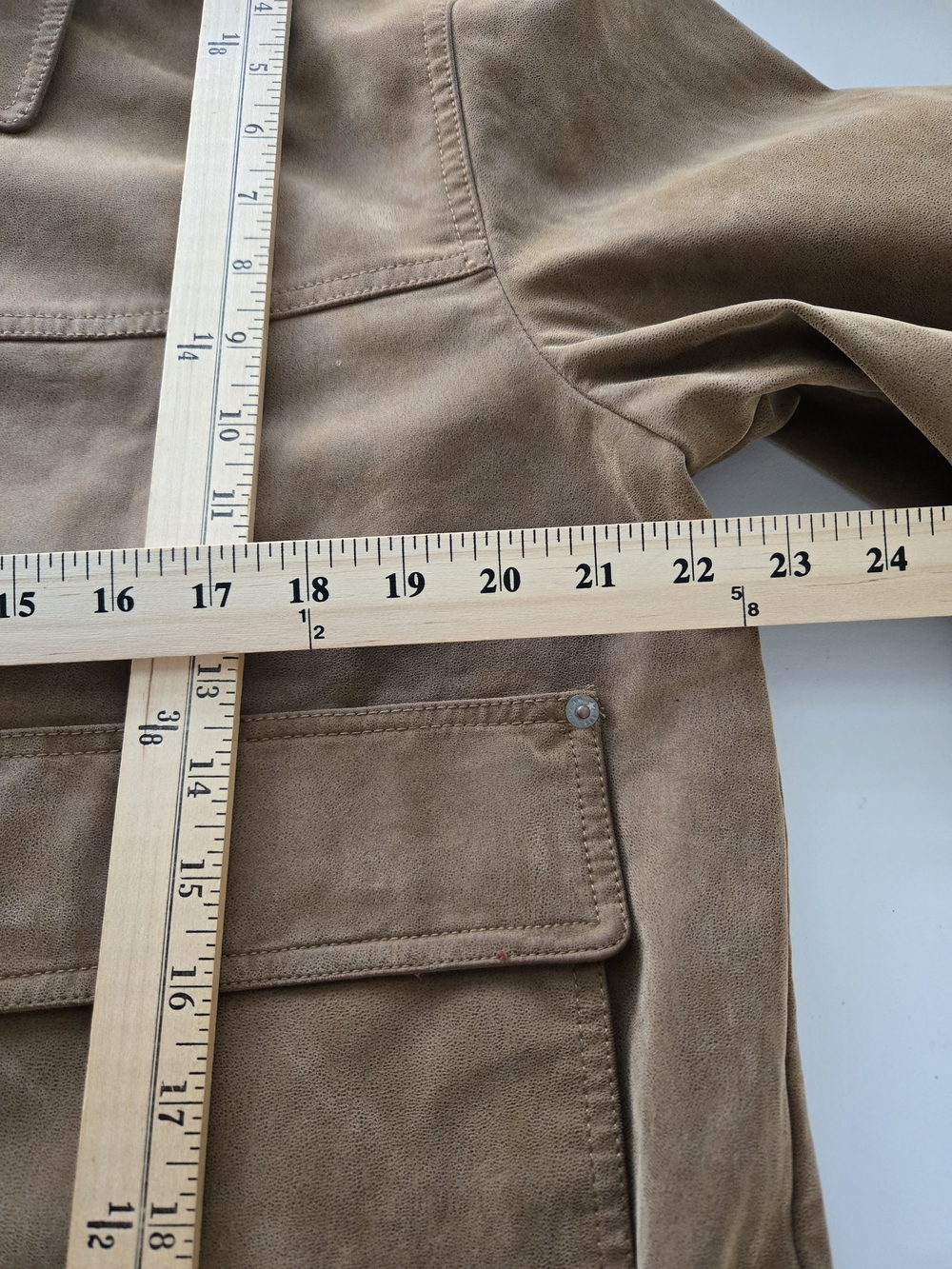 Free People Blair Vegan Suede Moto Trucker Shacket Cargo Utility Jacket Brown L - Picture 9 of 12